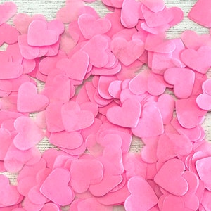 2000 x Pink Heart Tissue Paper Table Decoration / Throwing Confetti Biodegradable / Wedding / Party image 1