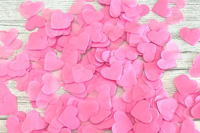 2000 x Pink Heart Tissue Paper Table Decoration / Throwing Confetti Biodegradable / Wedding / Party image 1