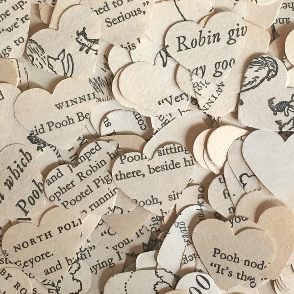 Winnie The Pooh Heart Children's Party / Garden / Tea Party Table Confetti / Decoration - Paper / Book / Rustic Chic