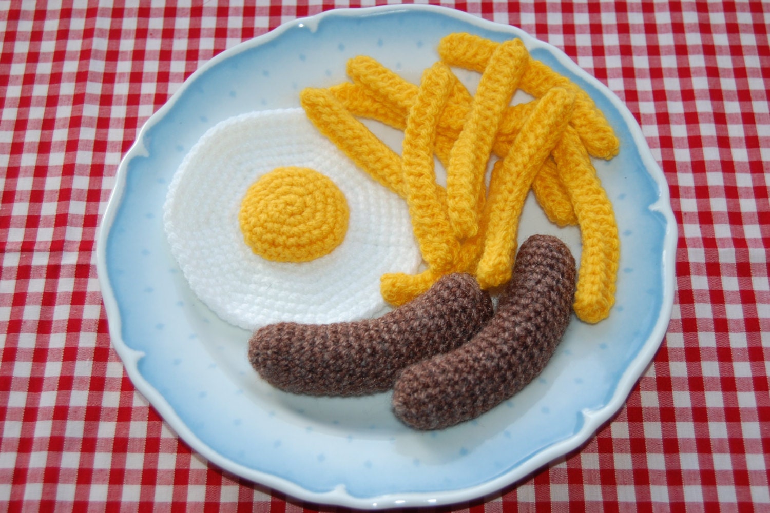 Knitting & Crochet Pattern for Sausage, Egg and Chips / Fries - Knitted  Food, Play Food