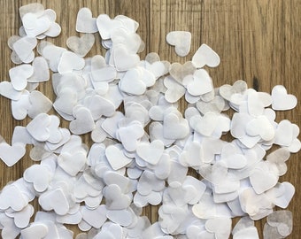 2000 x White Heart Tissue Paper Table Decoration / Throwing Confetti - Biodegradable / Wedding / Party