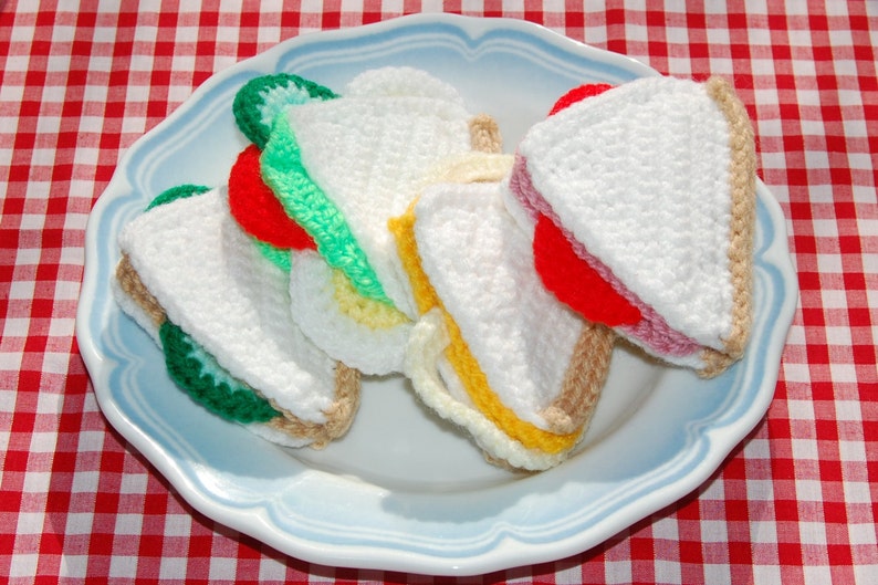 Crochet Pattern for a Selection of Sandwiches Crochet Toy Food, Play Food image 1