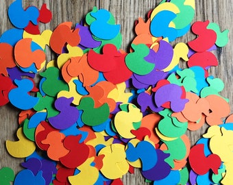 Confeti de patitos de goma arcoíris: Decoración de mesas para baby showers y fiestas de cumpleaños