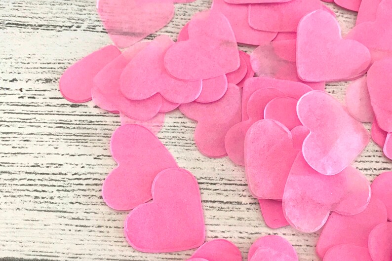 2000 x Pink Heart Tissue Paper Table Decoration / Throwing Confetti Biodegradable / Wedding / Party image 2