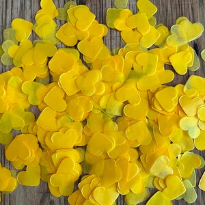 Hand-Cut Yellow Heart Confetti For Weddings and Parties: Biodegradable Tissue Paper