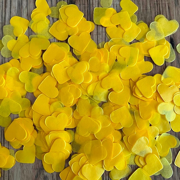 2000 x Yellow Heart Tissue Paper Table Decoration / Throwing Confetti - Biodegradable / Wedding / Party