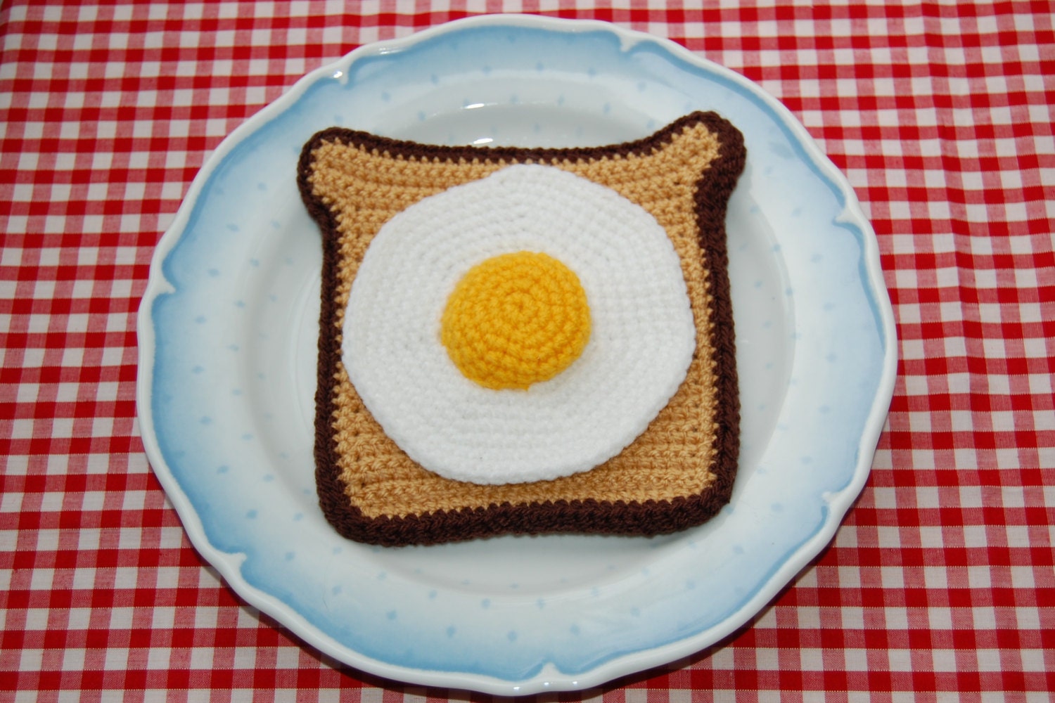 Crochet Pattern for Fried Egg on Toast / Breakfast Play