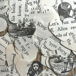 Mad Hatter's Tea Party Heart Table Confetti - Alice In Wonderland Wedding / Rustic Chic / Book / Paper / Vintage Decor