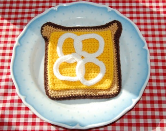 Crochet Pattern for Cheese and Onion on Toast - Crocheted Play Food, Toy Food