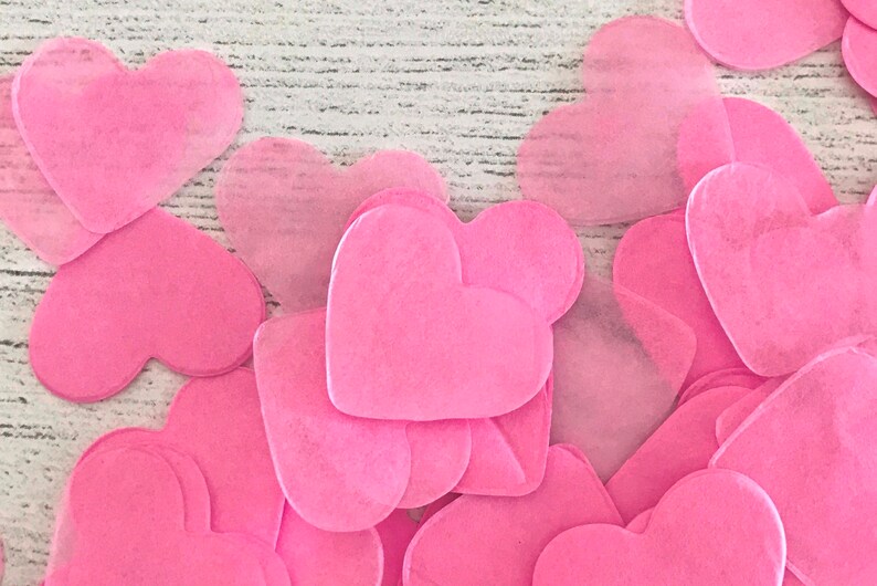 2000 x Pink Heart Tissue Paper Table Decoration / Throwing Confetti Biodegradable / Wedding / Party image 3