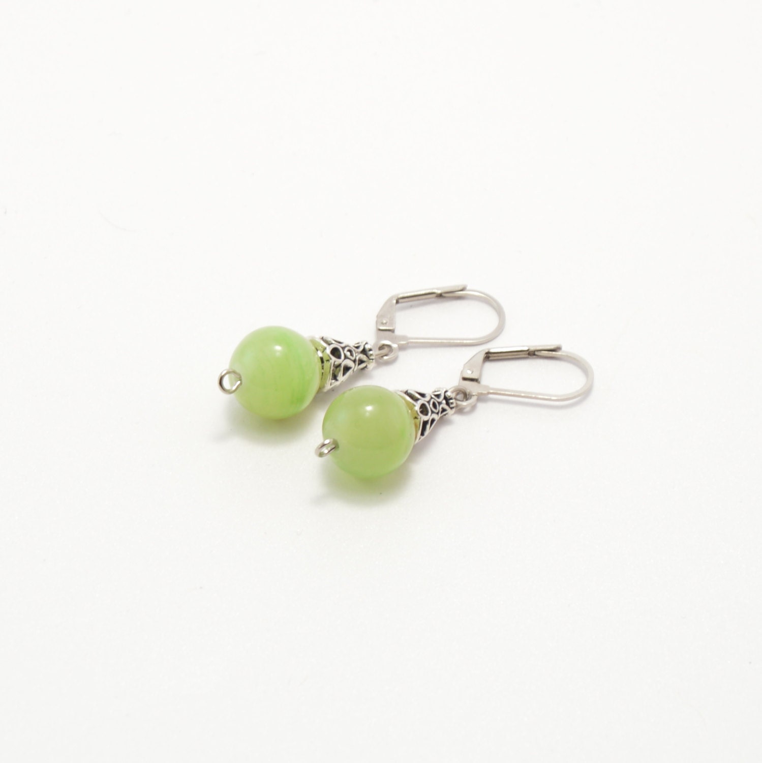 Jade earrings stone earrings beaded earrings green Etsy