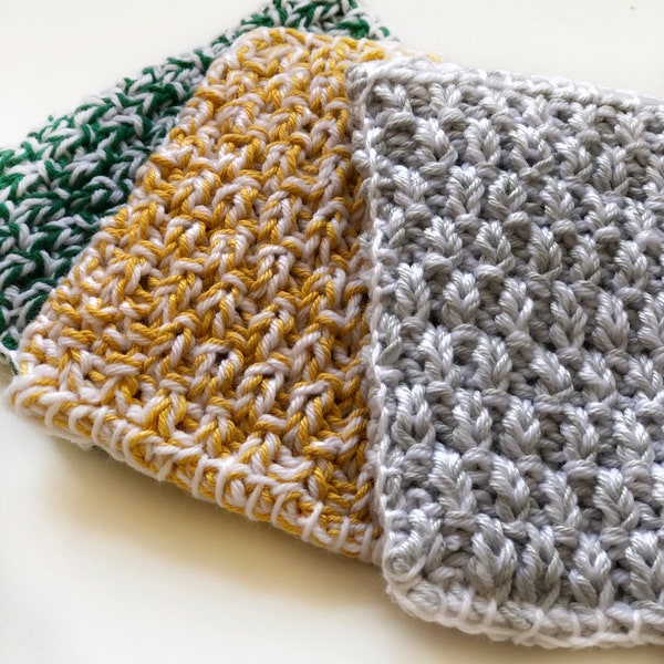 Knitting Pattern. Double Knit Double Sided Scrubby Scourer Dishcloth Face Cloth DIY