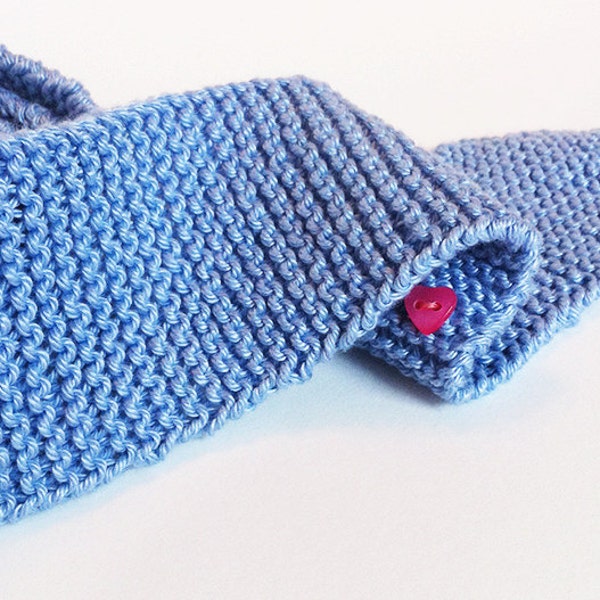 Gift To Make - Secret Heart Blue Tie Knitting Pattern - PDF Download KNITTING PATTERN for Necktie with Secret Heart Button
