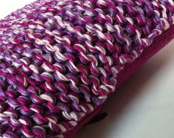 Purple and Pink 6 Strand Cushion Knitting Pattern. PDF Download to make cushion cover in DK cotton