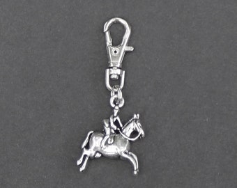 Horse-Equestrian-Zipper Charm-3D-Silver-Tone