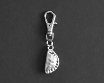 Dumpling-Pierogi Zipper Charm-Silver-Tone