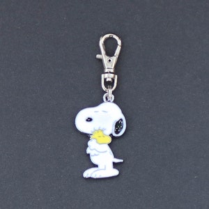 Peanuts-Cartoon-Enamel Zipper Charm-Silver-Tone