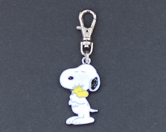 Peanuts-Cartoon-Enamel Zipper Charm-Silver-Tone-Style #1