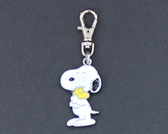 Peanuts-Cartoon-Enamel Zipper Charm-Silver-Tone