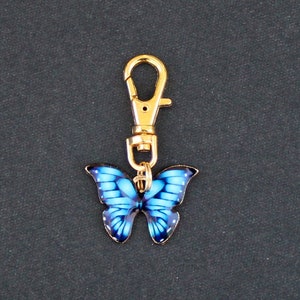 Butterfly Zipper Charm-Enamel Blue-Gold Tone