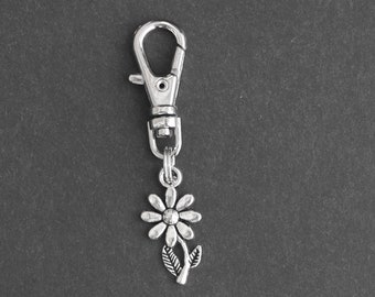 Daisy Zipper Charm-Silver Tone