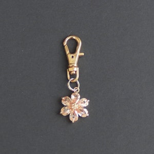 Flower Zipper Charm-Champagne Color Crystals-Copper-Gold Plated image 1