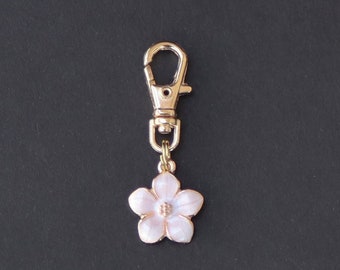 Flower Zipper Charm-White Enamel-Gold Tone