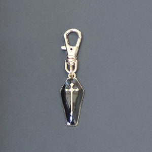 Coffin Zipper Charm-Enamel-Gold-Tone-Black