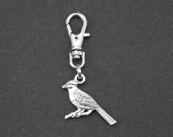 Cardinal Zipper Charm-Bird Zipper Charm-Silver-Tone