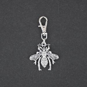 Bee Zipper Charm-Silver Tone-002LG