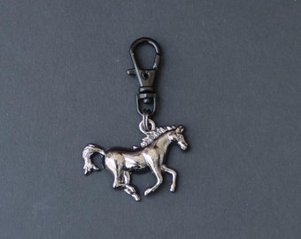 Horse Zipper Charm-Gunmetal Finish