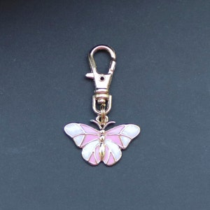 Butterfly Zipper Charm-Enamel-Pale Pink and White-LTGLDTN