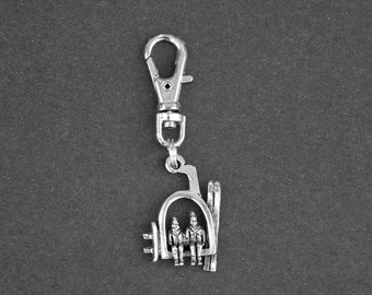 Ski Lift Zipper Charm-Pewter