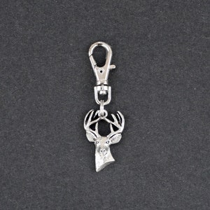 Deer Zipper Charm-Buck-Pewter