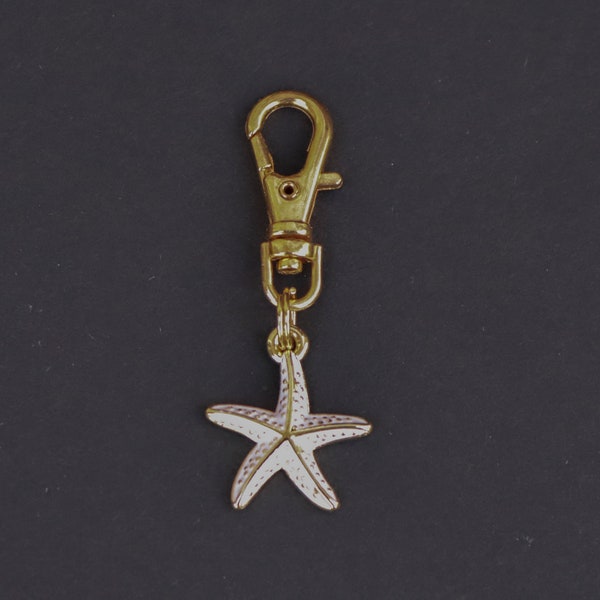 Starfish Zipper Charm-Enamel-Gold Plated Copper