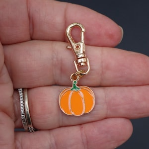 Pumpkin Zipper Charm-Enamel-Gold-Tone-Style 2