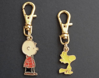 Peanuts Characters Zipper Charms-Enamel/Gold-Tone-CHOICE OF TWO