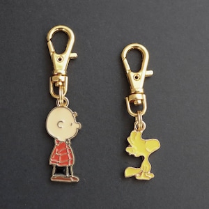 Peanuts Characters Zipper Charms-Enamel/Gold-Tone-CHOICE OF TWO