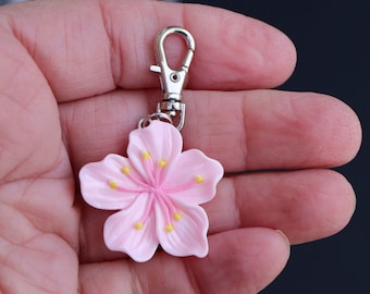 Flower-Hibiscus-Zipper Charm-**RESIN-Silver Clasp-Light Pink
