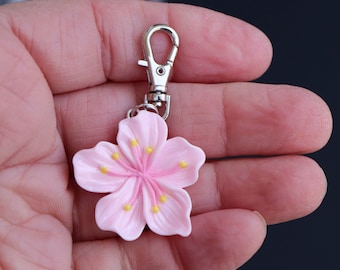 Crochet Hibiscus Flower Keychain | Pink Flower| Bag Charm