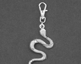 Snake Zipper Charm-Silver-Tone