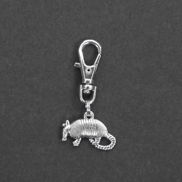 Armadillo Zipper Charm-Silver Tone