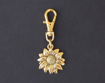 Sunflower Zipper Charm-Dark Gold-MATTE FINISH