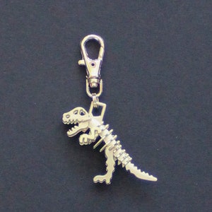 Dinosaur Zipper Charm-T-Rex-Tyrannosaurus 3D Zipper Charm-Light Gold image 1