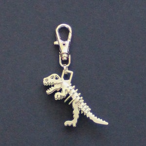 Dinosaur Zipper Charm-T-Rex-Tyrannosaurus 3D Zipper Charm-Light Gold