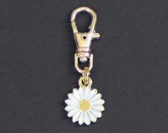 Daisy Zipper Charm-White Enamel-Gold Tone-Style 3