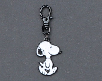 Peanuts-Cartoon-Black and White Enamel Zipper Charm