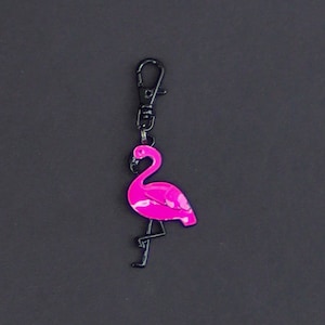Flamingo Zipper Charm-Hot Pink Flamingo-Enamel Pink/Black