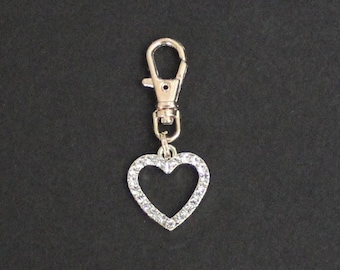 Heart Zipper Charm-Rhinestone-Light Gold-Tone-Style 2