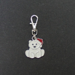 Polar Bear Zipper Charm-Enamel-Silver-Tone